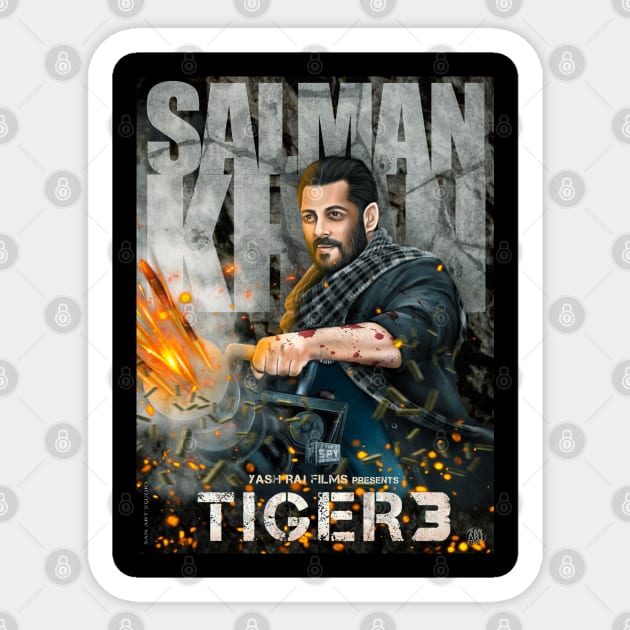 Tiger Art-Salman khan Sticker by SAN ART STUDIO 